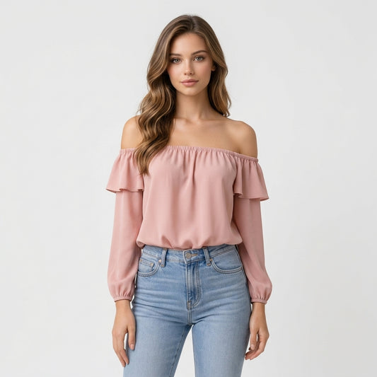 Rosa Polyesterbluse