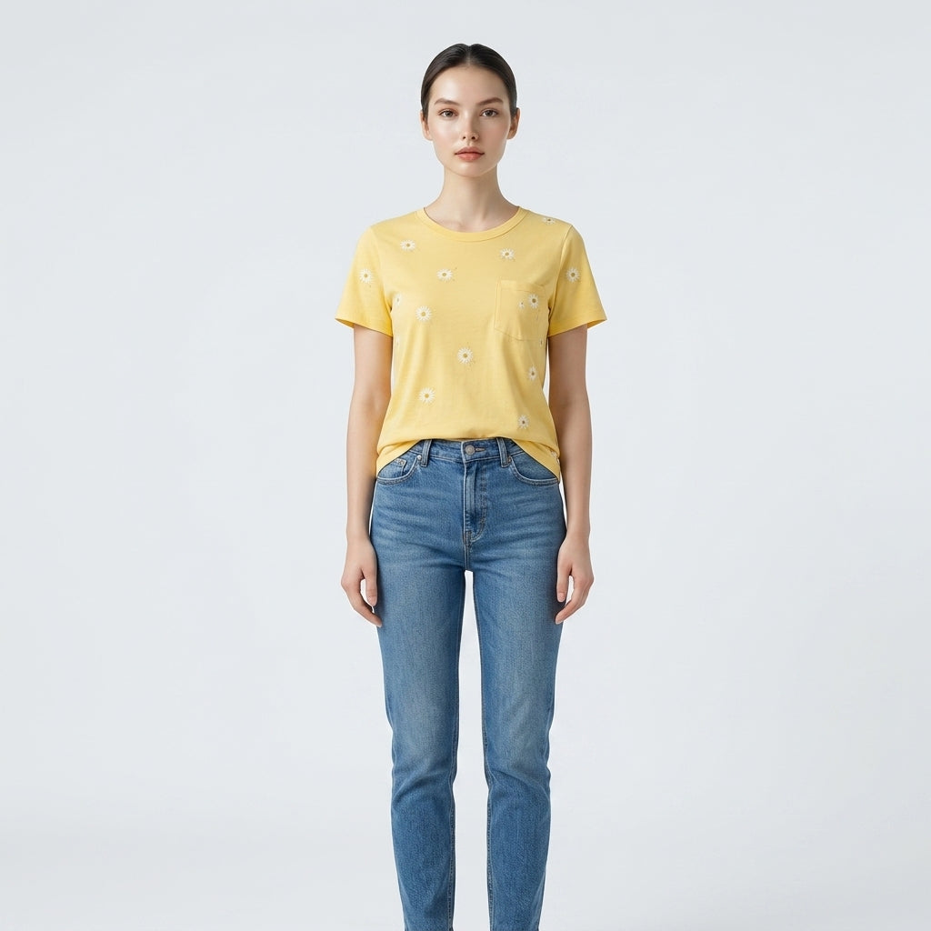 Gelbes Baumwoll-T-Shirt