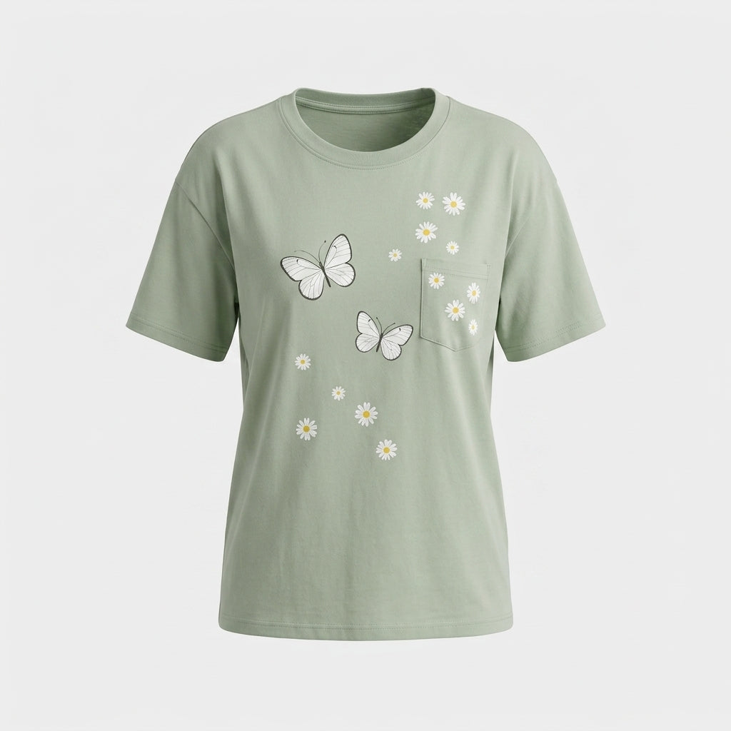 Grünes Baumwoll-T-Shirt