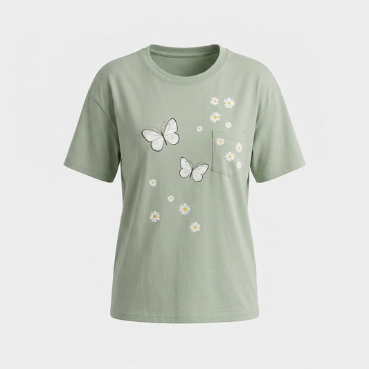 Grünes Baumwoll-T-Shirt