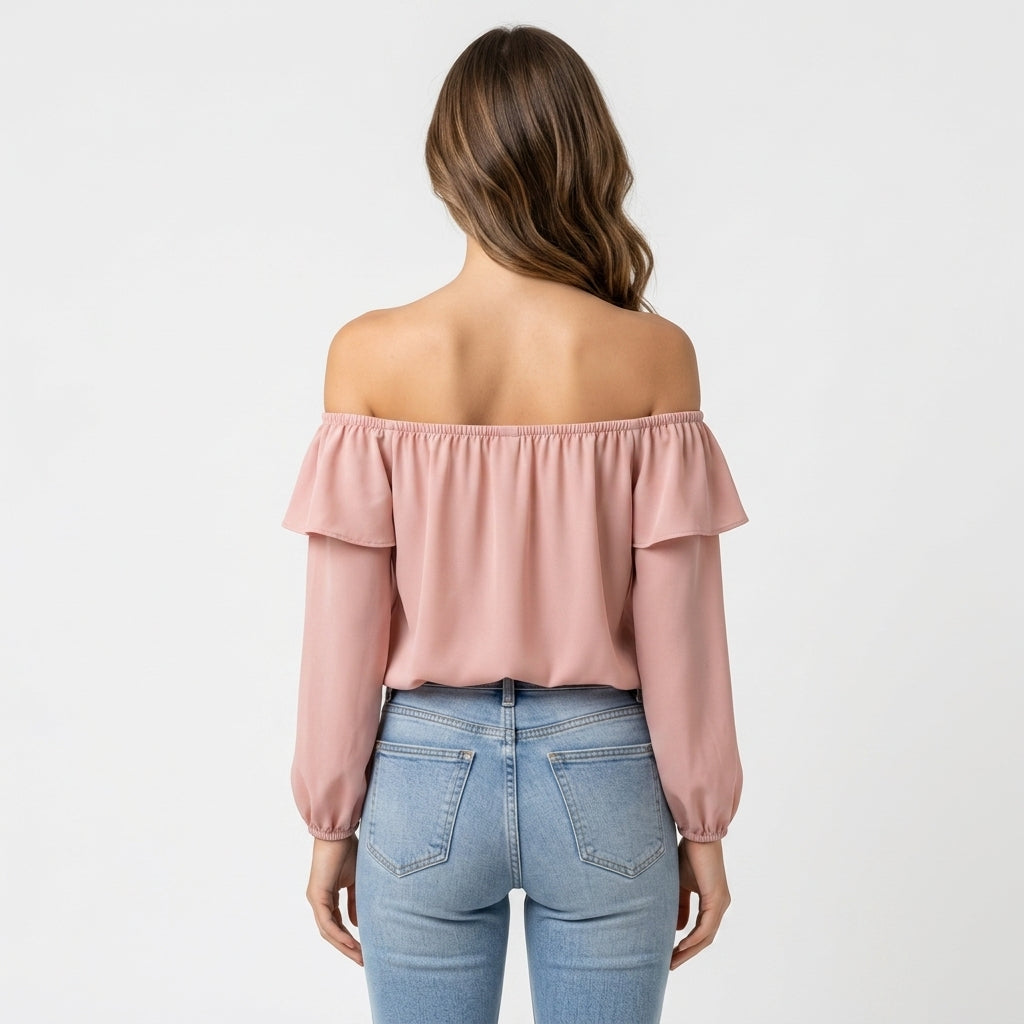 Rosa Polyesterbluse