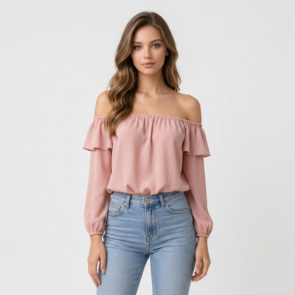 Rosa Polyesterbluse
