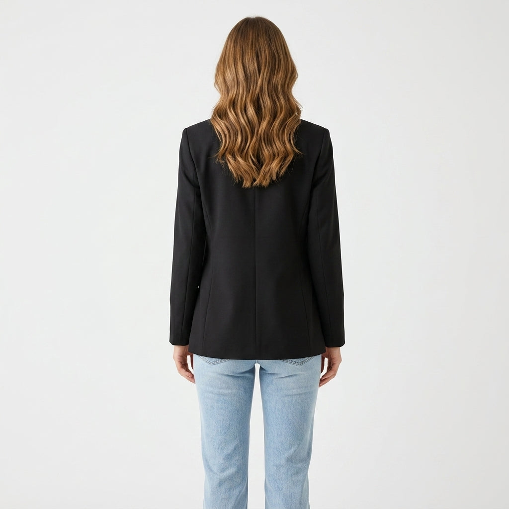 Schwarzer Polyester-Blazer