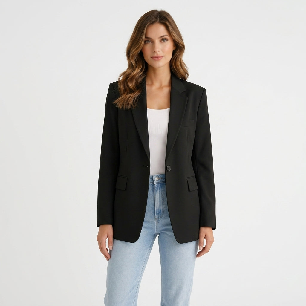 Schwarzer Polyester-Blazer